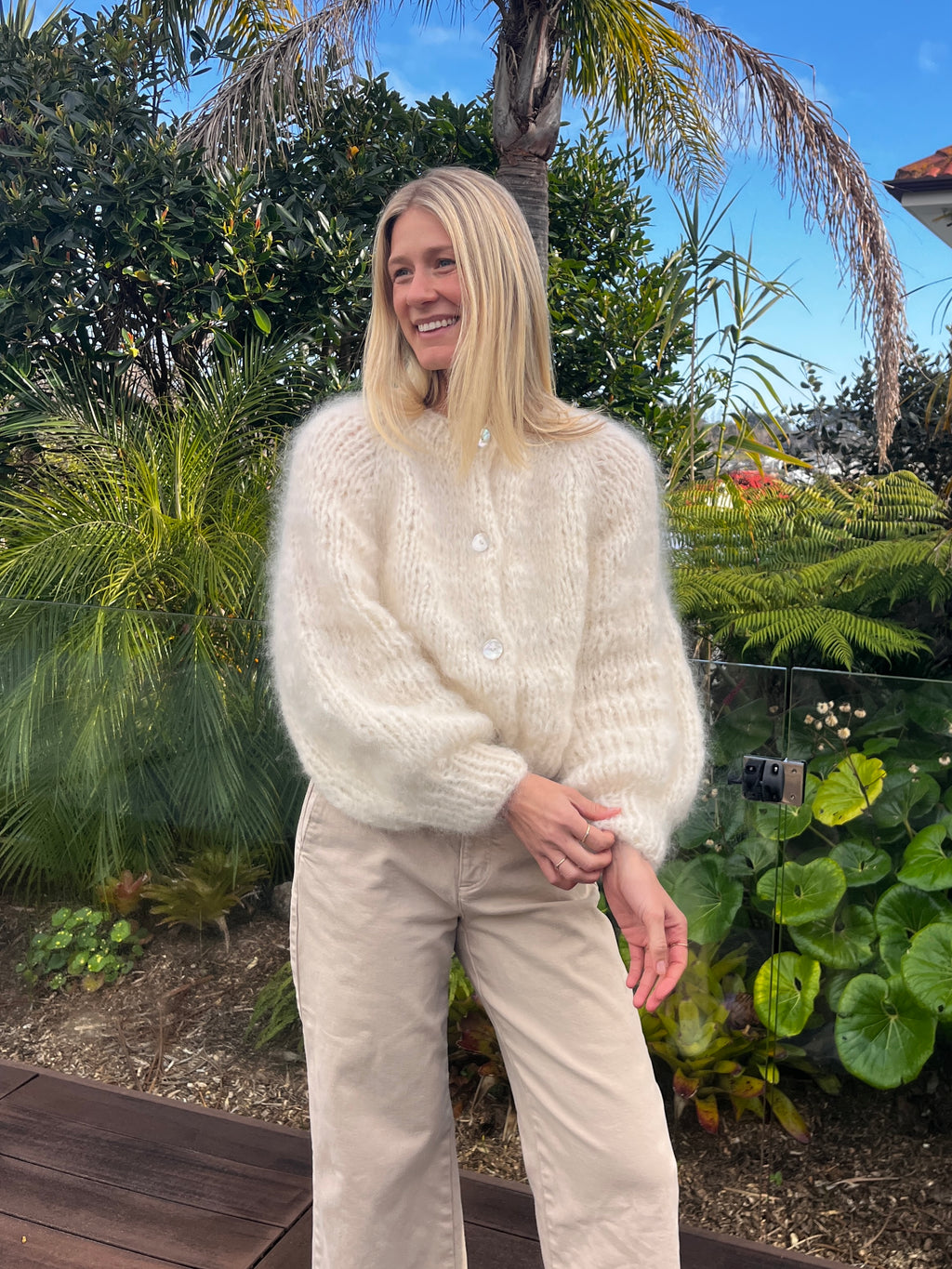 Poppy Knit Cardigan Cream - Made to Order